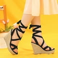 thumbnail image 2 of BLISSFUL STEP Sandales Espadrilles à Plateforme à Lacets à Talons Compensés à Brides pour Femmes, 2 of 5