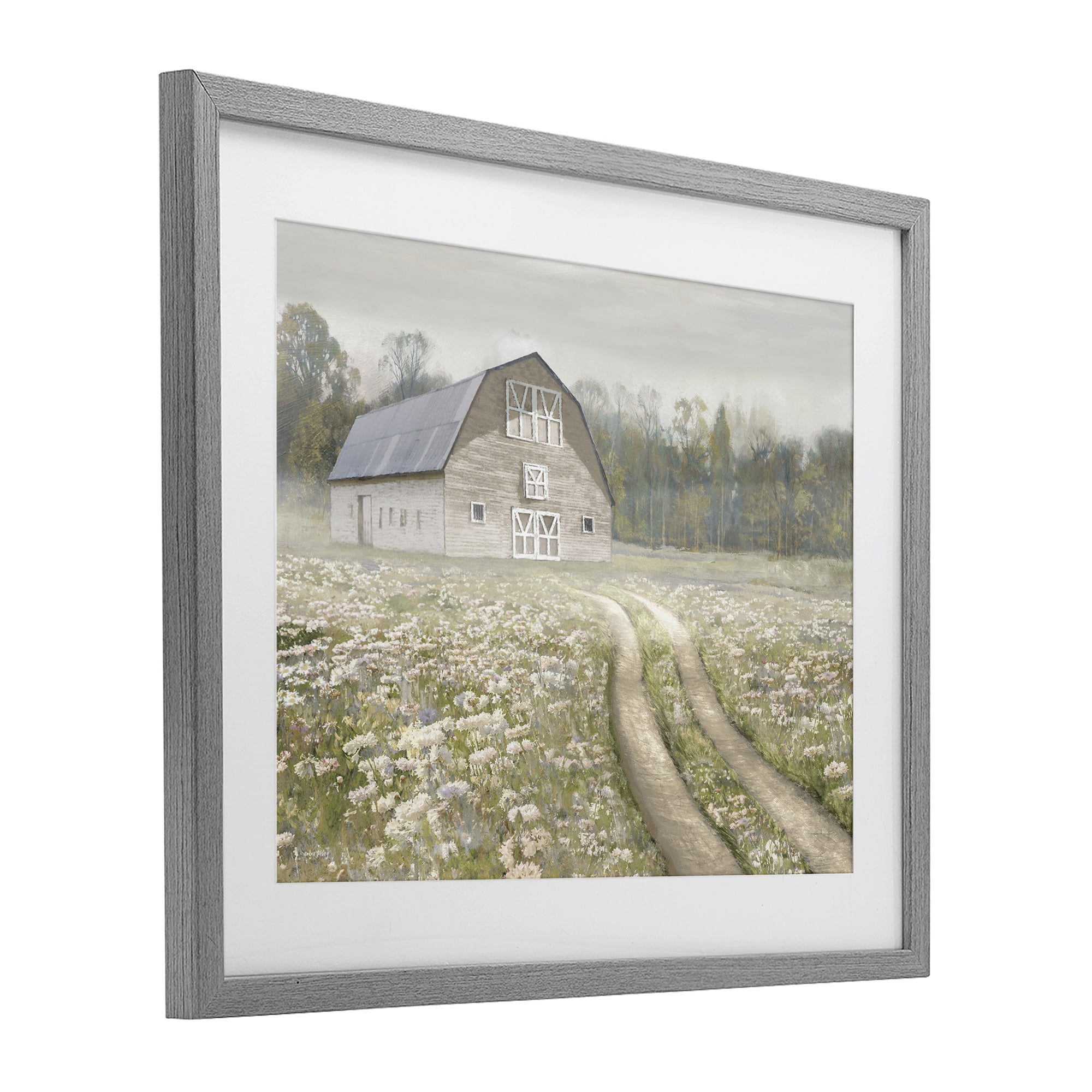 Stupell Industries Wildflower Delight Barn Gray Framed Print Under Glass, design by Amber Sterling