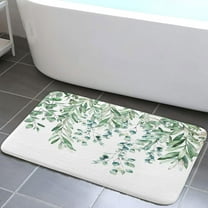 Green Eucalyptus Sage Leaves Bathroom Rugs, Bath Mat for Bathroom, Flannel Non Slip Kitchen Rugs Shower Bathtub Doormats
