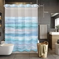 thumbnail image 3 of Summer No Hook Shower Curtain with Snap in Liner Gradient Blue Wood Grain Rustic Farmhouse Modern Waterproof Bathroom Shower Curtain with See Through Top Window for Bathtub 60" x 72", 3 of 9