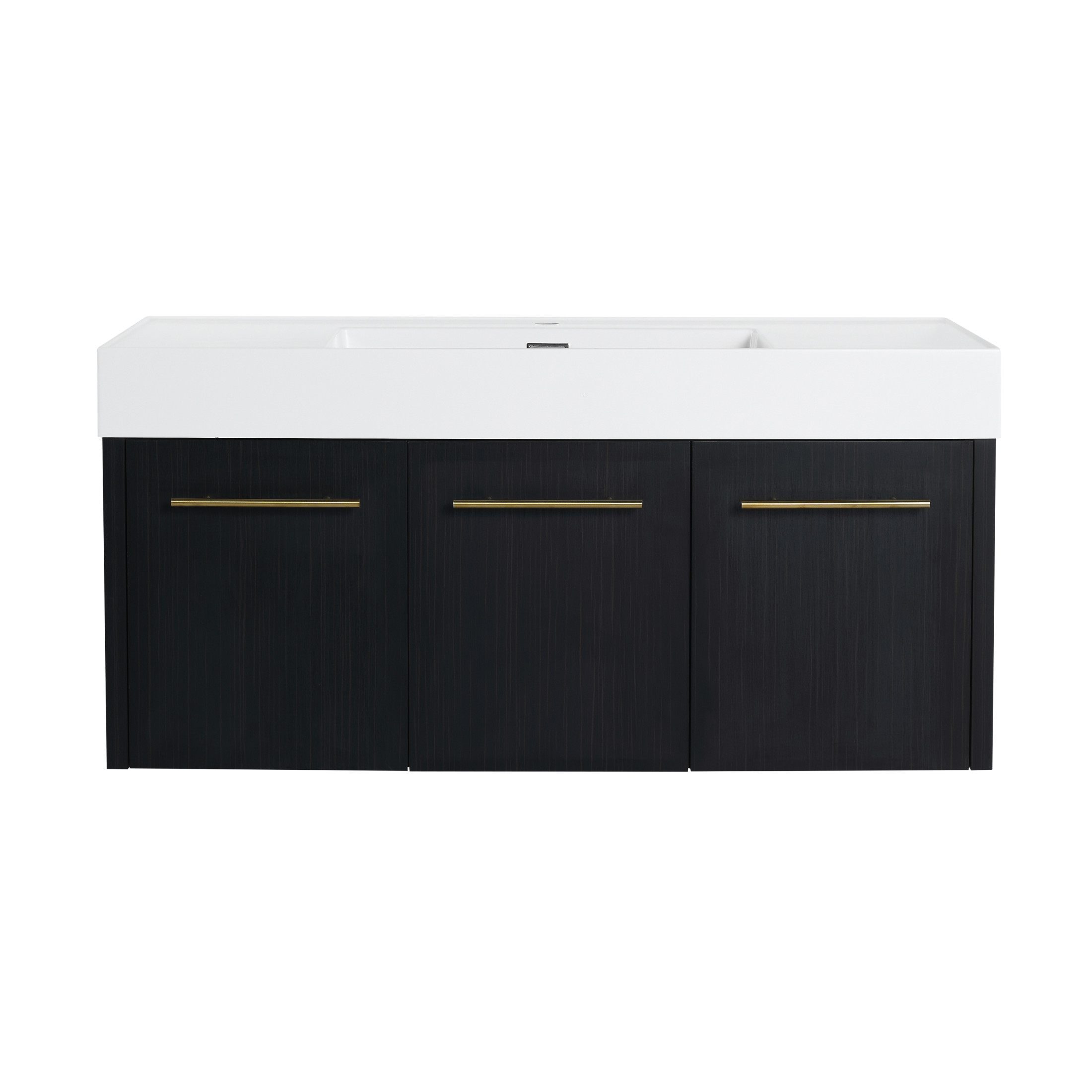 Noble House 48" Floating Wall-Mounted Bathroom Vanity with Thick-Edge Resin Sink, Soft-Close Doors, Black Chestnut