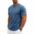 thumbnail image 2 of LODIENY Men's Short Sleeve Workout Shirts Dry Fit Lightweight Moisture Wicking Athletic Tops Crew Neck Running Gym Summer Casual Tees Blue XL, 2 of 9