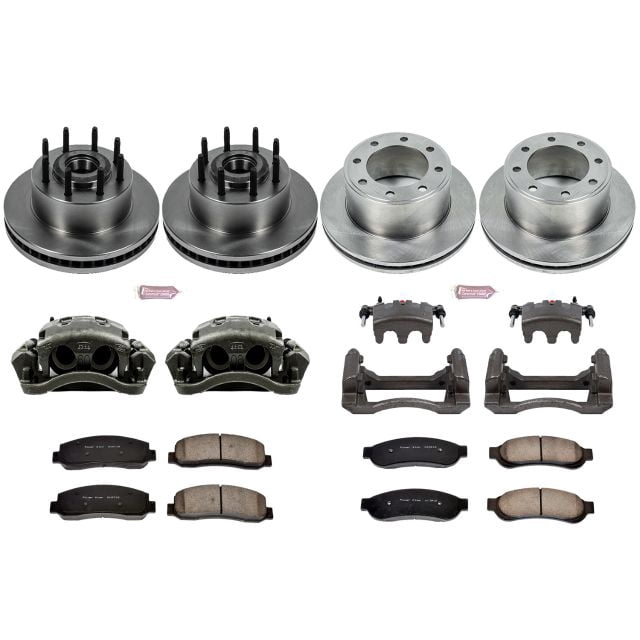 PowerStop Front and Rear Stock Replacement Brake Pad and Rotor Kit with Calipers Fits: FORD Select Models KCOE5586