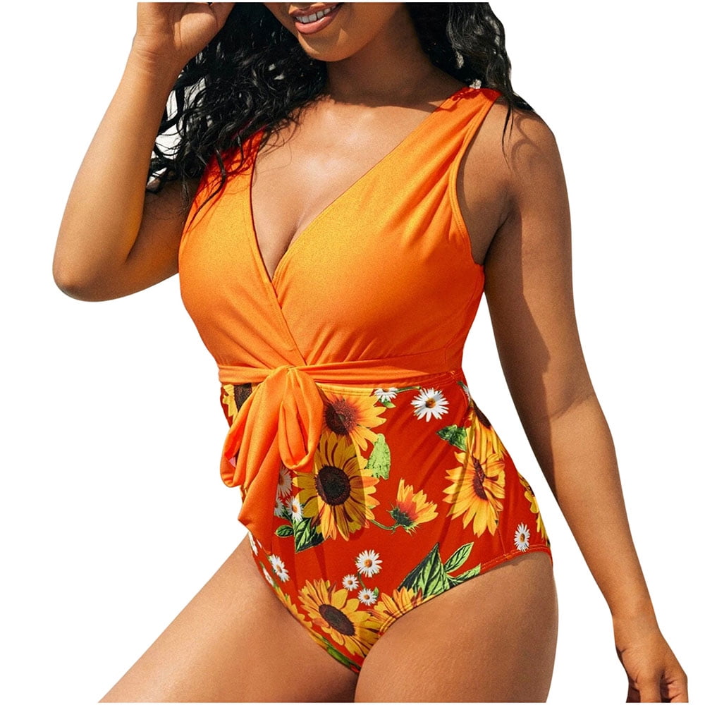 Wantdo Women's One Piece Swimsuits with Skirt Summer Bikini Sets Plus Size Swimming Costume