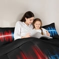 thumbnail image 4 of Homewish Waves Geometric Striped 7pcs Bedding Comforter Set,Abstract Geometric Lines Queen Bedding Sets,Red Blue Black Queen Sheet Sets For Children,Breathable Home Decor Reversible, 4 of 8