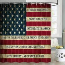 American Flag Shower Curtain, Patriotic Shower Curtain Independence Day Shower Curtain Vintage USA Flag, 4th July Independence Day Waterproof Bathroom Curtains, Rustic Red Blue White, 70X70 Inch