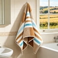 thumbnail image 2 of Face Towel for Bathroom 13 x 29 Inch Quick Dry Absorbent Kitchen Hand Towels Striped Cotton Hand Towels Soft Face Towel for Swimming, Pool, 2 of 8
