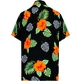 thumbnail image 2 of HAPPY BAY Men's Hawaiian Shirt Luau Casual Short Sleeve Button Down Beach Shirts for Men Summer 4XL Hibiscus Monstera Leaf, Black, 2 of 6