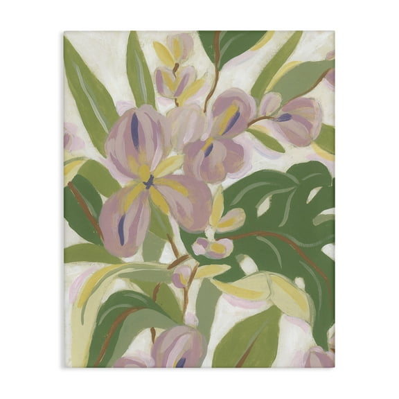 Stupell Industries Pale Trillium & Leaves Plants & Flowers Painting Wrapped Canvas Art Print Wall Art, 16 x 20