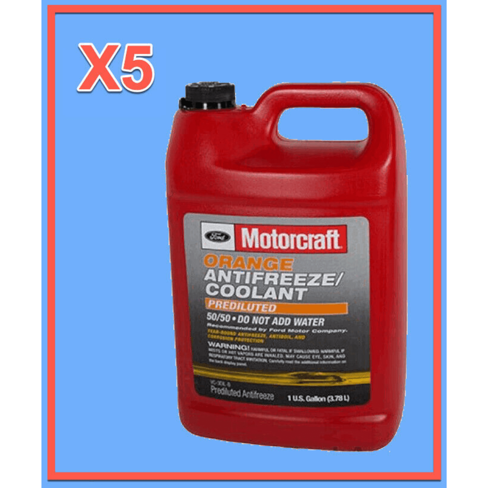 5 Gallons Engine Coolant Antifreeze FORD MOTORCRAFT Orange/Yellow Pre