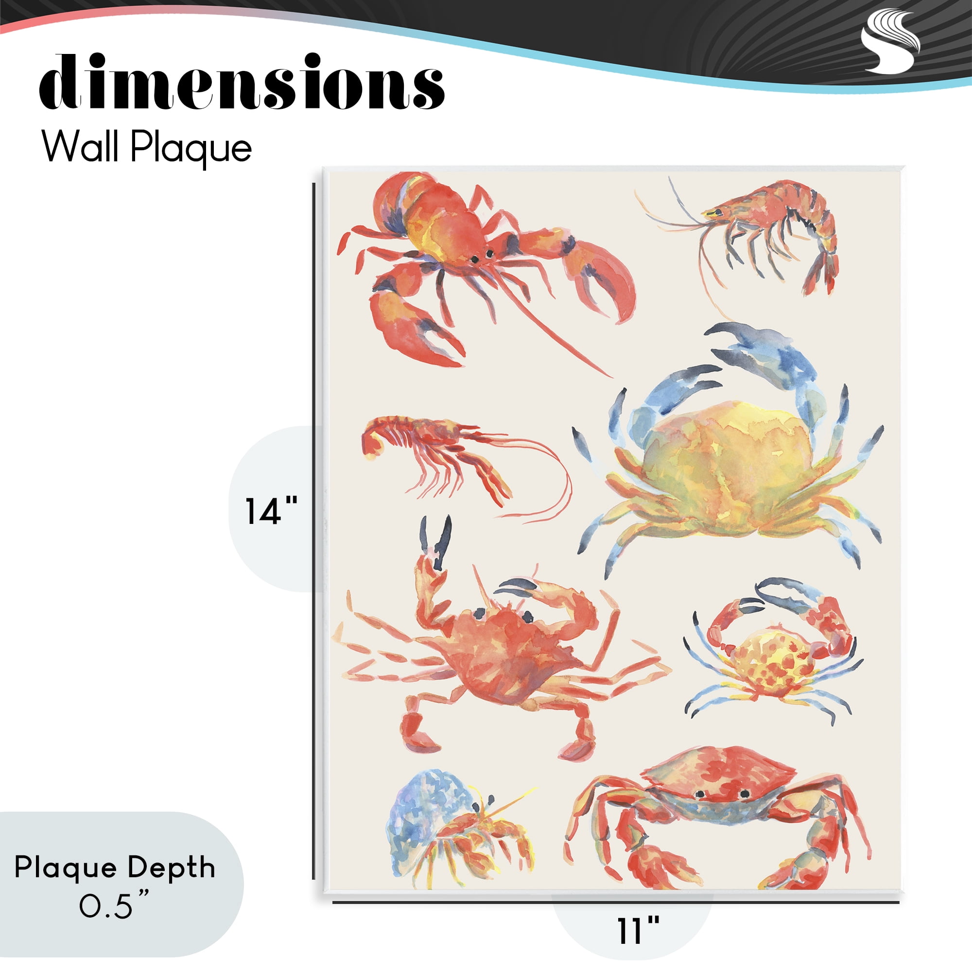 Stupell Industries Crab & Crustacean Collection Wall Plaque Art, design by June Erica Vess