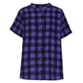thumbnail image 3 of AUNVITO Women's Plaid V-Neck Button Down Short Sleeve Top Lightweight Breathable Casual Comfortable, 3 of 6