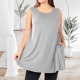 thumbnail image 2 of Timegard Camisoles pour Femmes Grande Taille Col Rond Sans Manches Blouse Ample d'Été Décontractée avec Poches, 2 of 6