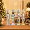 thumbnail image 5 of MInHoues Pastel Nutcracker Figurines Set of 4, Christmas Wooden Nutcracker Soldier Ornaments, Festive Macaron Color Holiday Decor for Tabletop Mantel Shelf, Xmas Decoration Gift, 5 of 6