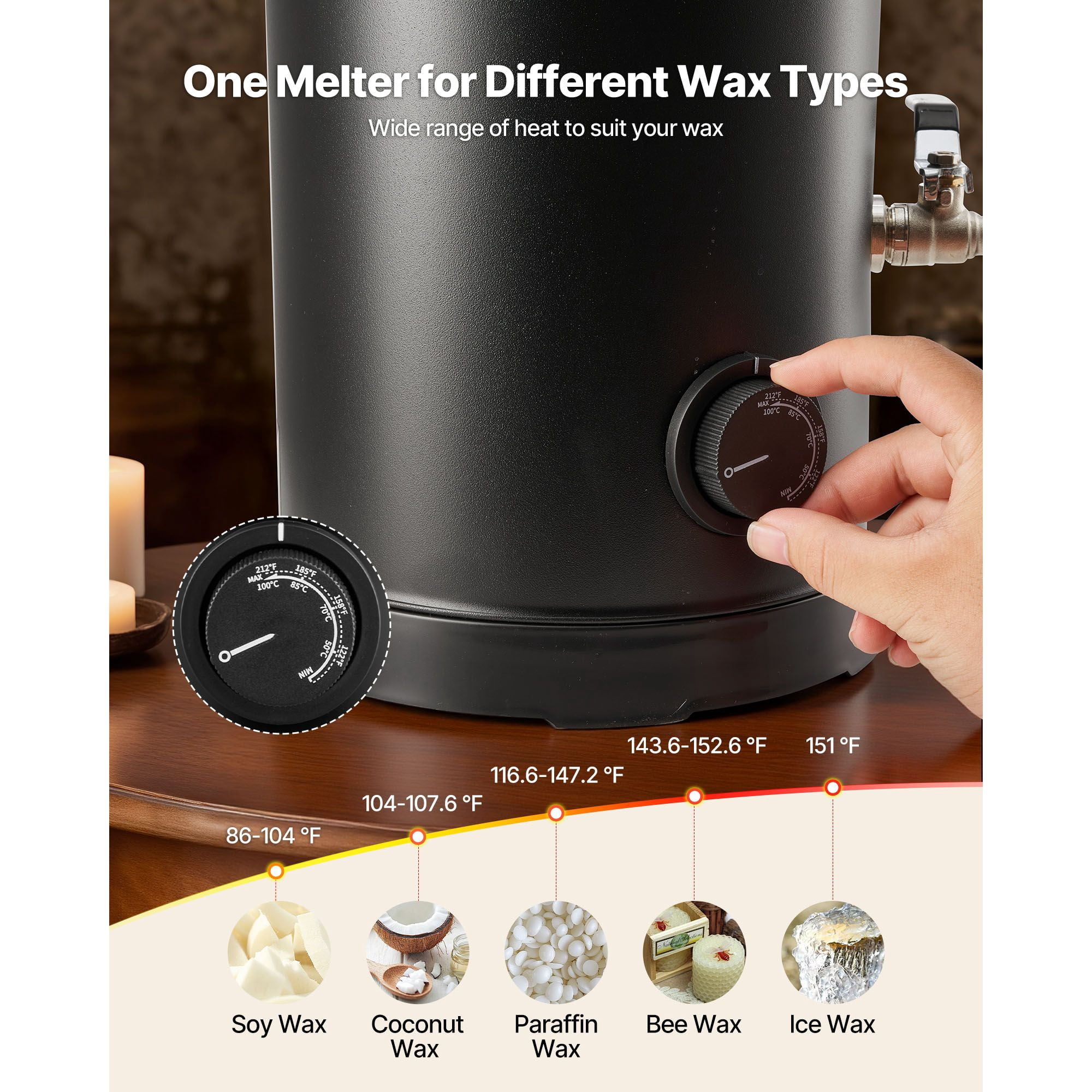 Dranite Wax Melting Pot 5.3Qt Temp Ctrl & Easy Pour Spout - Candle Making