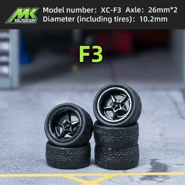 1/64 Wheels hot wheels Black Rubber Tires Model Car Modified Parts JDM VIP For Hotwheels Tomica MiniGT F3 10.2mm