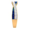 thumbnail image 4 of Dazzlingrock Collection 18K Blue Sapphire & White Diamond Ladies Anniversary Wedding Swirl Stackable Band, Yellow Gold, Size 7, 4 of 4