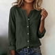 thumbnail image 1 of Craaazy Women's Casual V-Neck Blouse, Solid Color Long Sleeve Button Down Shirt, Loose Fit Comfy Tops for Daily Wear Gifts, 1 of 9