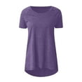 thumbnail image 4 of KkSLirnhs Womens Shirts Plus Size 5x Women's Summer Solid Round Neck Loose Short Sleeve Tops T-shirt Blouse Multi-color XXXL, 4 of 5