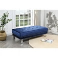 thumbnail image 2 of Maklaine Contemporary Soft Velvet Ottoman in Navy Blue Finish, 2 of 5