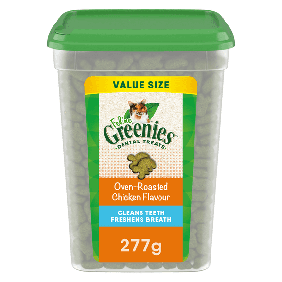 Gâteries dentaires naturelles pour chats adultes FELINE GREENIES saveur de poulet rôti au four