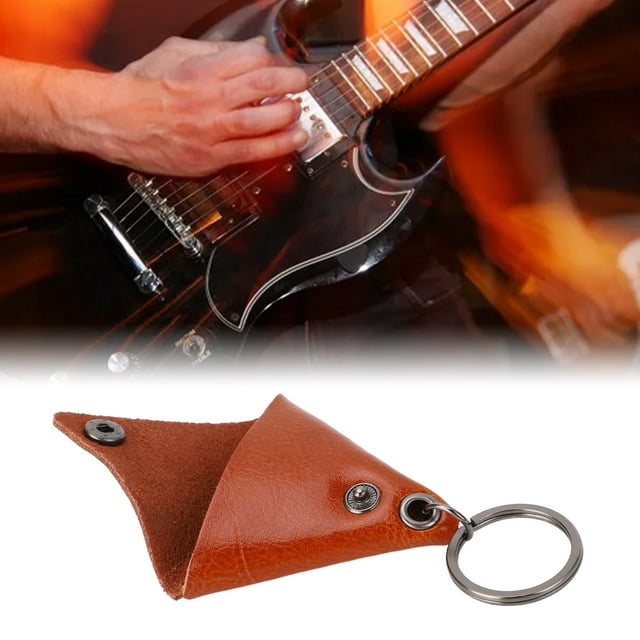 Faux Leather Guitar Pick Holder Case with Keychain Design, Efficient Pick Storage, Ideal Guitar Accessory