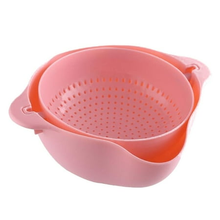 

Kitchen Rotating Basin Drain Double Layer Rotating Drain Basket Double Handle 2 in 1 Vegetable Fruit Washing Colander