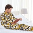thumbnail image 6 of Naloa Snake And Rose Men’s Pajamas Set - Long Sleeve Button Down Sleep Shirt and Pajama Bottoms Sleepwear Set-Medium, 6 of 7