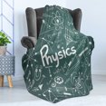 thumbnail image 4 of School Soft Flannel Fleece Blanket, Physics Science Education Theme Mathematical Formula Equation on School Board, Cozy Plush for Indoor and Outdoor Use, 50" x 70", Army Green White, by Ambesonne, 4 of 5