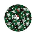 thumbnail image 6 of Christmas Tree Skirt - Santa Claus & Snowflake Print Exquisite Tree Bottom Decoration, Soft Plush Fabric Tree Skirt for home Decor, Fits All Sizes of Christmas Trees, 35.43in, Green, 6 of 6