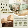 thumbnail image 3 of Full Size Platform Bed with Built-in Bookshelf, Wooden Full Floor Bed with Guardrail, Low-Profile Bed Full, Avocado Green, 3 of 10