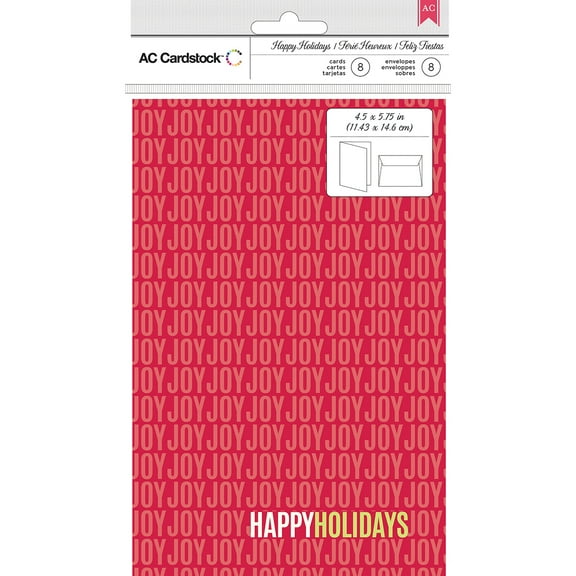 American Crafts Cards W/envelopes 8/pkg-happy Holidays