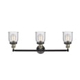 thumbnail image 5 of Small Bell Black Antique Brass 30-Inch Three-Light Bath Vanity with Seedy Bell Glass, 5 of 5