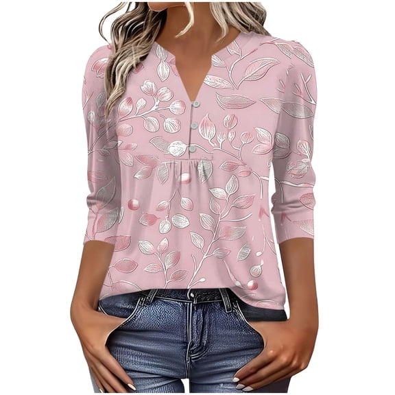 Ladies Tops and Blouses for Spring,Women's Shirts Lightweight 2026 Spring Summer Fashion 3/4 Length Sleeve Tops Business Casual Blouses Western Outfits