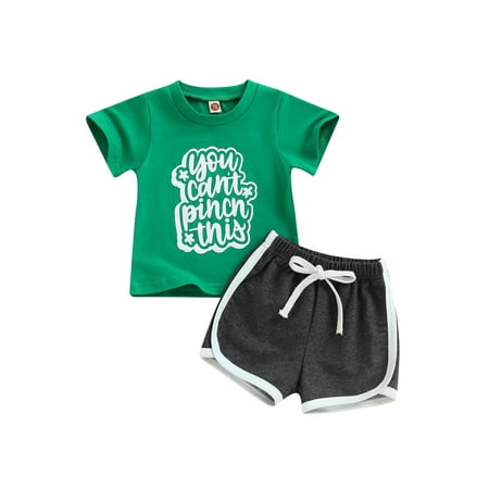 

Peyakidsaa Toddler Baby Boys Casual Clothes Set Short Sleeve Letters Print T-shirts Short Pants Outfits