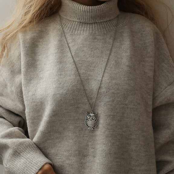 hanxiulin chain pendant necklace fashion sweater bronze women long owl necklaces pendants