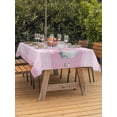 thumbnail image 3 of Outdoor Tablecloth with Umbrella Hole for Patio/Picnic/Party/Camping, Pink Summer Coastal Waterproof Table Cloth Rectangle Table Cover Washable, Modern Ocean Waves Starfish Shell (60"x 84"), 3 of 8