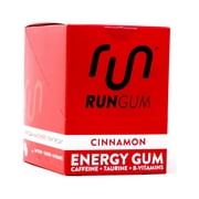 Run Gum Cinnamon Energy Gum 50mg Caffeine Taurine & B-Vitamins per Piece, 24 Pieces (Pack of 12)