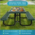 thumbnail image 7 of Picnic Tables | Mesa de Picnic, 6 ft Outdoor Steel Picnic Table with Umbrella Hole, for Patio Campground, Forest Green | Rectangle | Carbon steel, 7 of 7