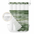 thumbnail image 2 of Vintage Green No Hook Shower Curtain Waterproof, Bathroom Curtains with Snap in Liners and See Through Top Window, Modern Geometric Abstract Art Hotel Style Bathtub Curtains Shower 60"Wx72"L, 2 of 8