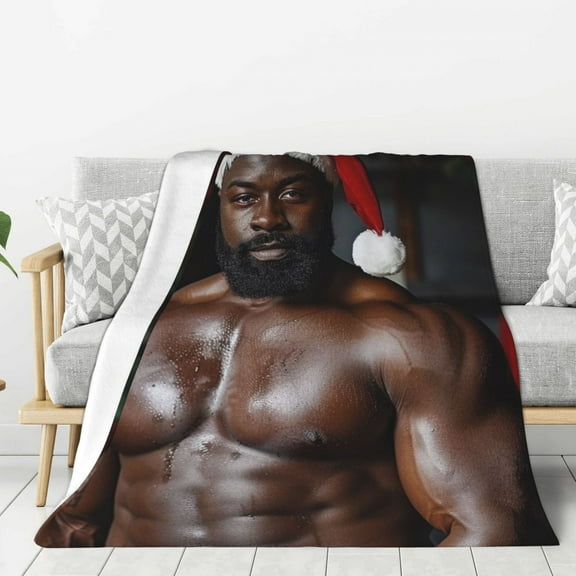 Strong Black Santa Claus Throw Blanket for Stylish Warm Winter Cabin Ultra-Soft Micro Fleece Blanket, Premium Microfiber, Silky Soft, Plush, Warm and Lightweight for Couch, Sofa, Bed - 40"X30"