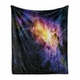 thumbnail image 1 of Galaxy Soft Flannel Fleece Blanket, Nebula Gas Cloud in Space Dust Milky Way in Atmosphere Universe Print, Cozy Plush for Indoor and Outdoor Use, 50" x 60", Black Purple and Yellow, by Ambesonne, 1 of 6