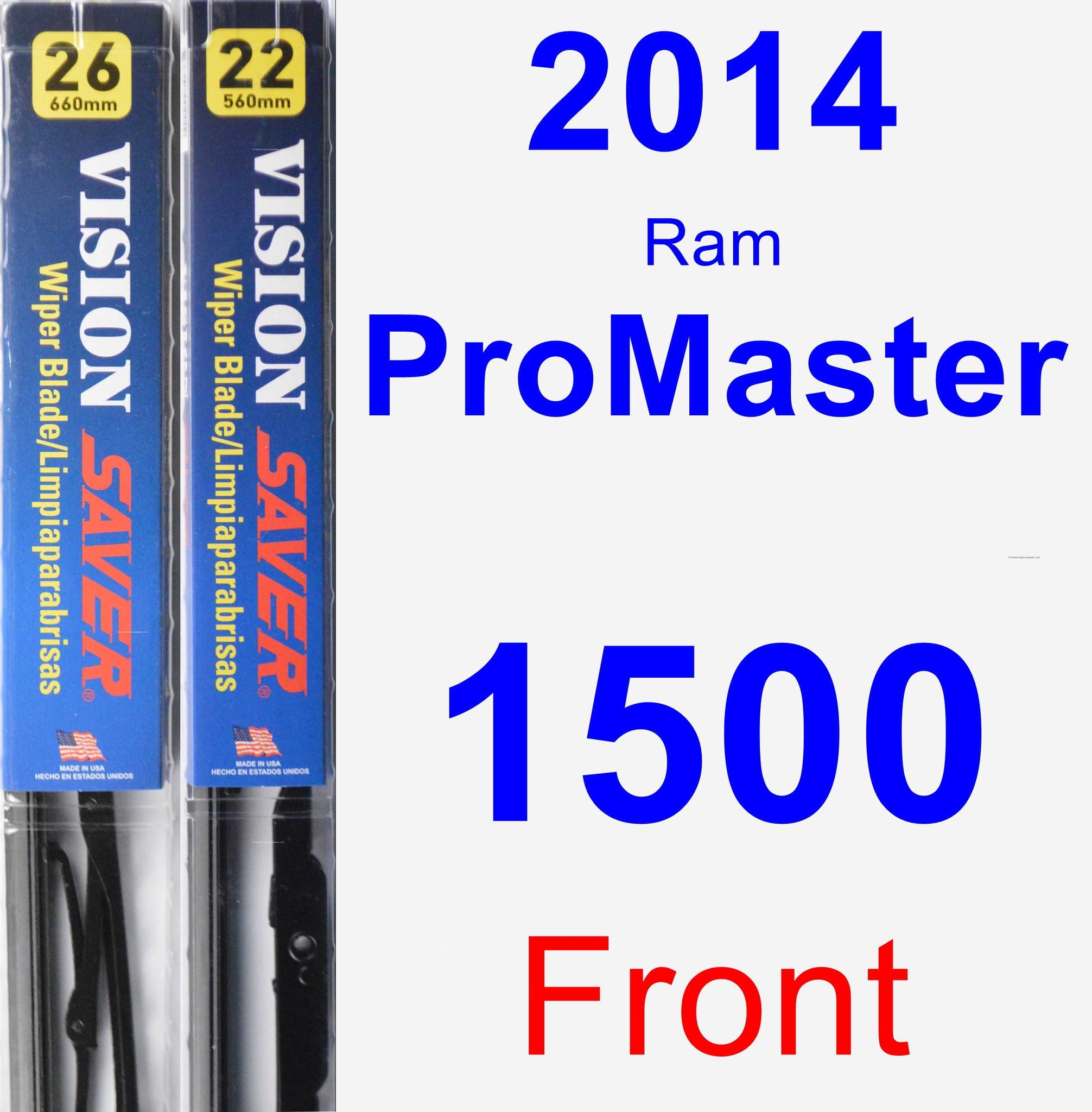 2014 Ram ProMaster 1500 Wiper Blade Set/Kit (Front) (2 Blades) - Vision Saver - Walmart.com 2014 Dodge Ram 1500 Wiper Blade Size
