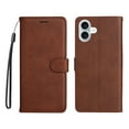 thumbnail image 2 of for iPhone 16 Plus Wallet Case, with Credit Card Holder and Wrist Strap, RFID Blocking PU Leather Flip Magnetic Cell Phone Cover Case for iPhone 16 Plus, Brown, 2 of 8