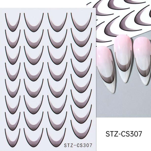 Pegatinas para uñas con forma de línea de sonrisa de dopamina, autoadhesivas, para decoración de uñas DIY