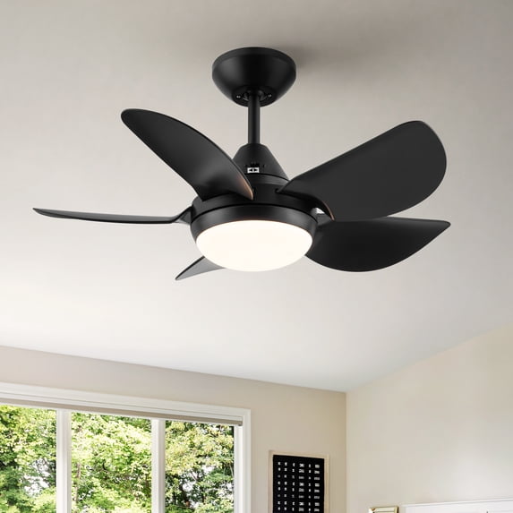 5-Blade Ceiling Fan 30 In Integrated LED Ceiling Fan Lighting with Matte Black ABS Blades