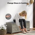 thumbnail image 6 of CHITOOMA 43.4" Shoe Storage Bench with Cushion and Barn Doors for Entryway, Bedroom, Shoe Rack Bench Adjustable Shelf with Lift Top Storage, 440 lbs, Grey, 6 of 8