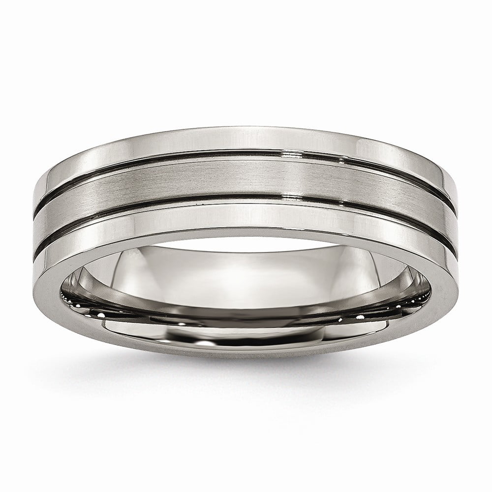 Titanium Grooved 6mm Brushed And Polished Band Best Quality Free Gift Box