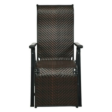 Spaco Patio Back Adjustable Rattan Folding Lounge Recliner, Reclining Chair with Reinforced and Stable Structure, Practical Recliner for Outdoor as Backyard, Poolside, Garden, Brown
