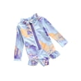 thumbnail image 2 of Toddler Girl Swimsuit Long Sleeve Zipper Ruffle Rash Guard Tie-Died One Pieces Swimwear Bathing Suit, 2 of 6